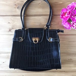 Apt 9 | faux croc skin black purse