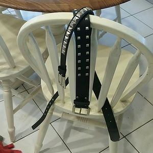 Two black leather Studded Belts