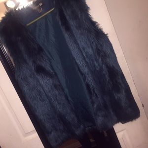 faux fur hunter green vest