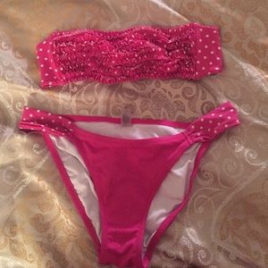Pink polka dot bikini