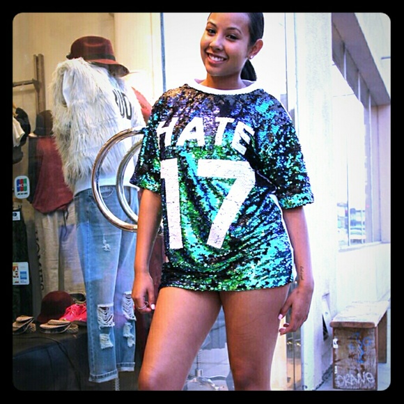 Sequin HATE Jersey shirt
