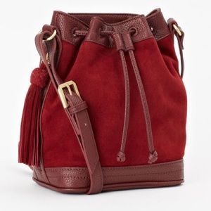 Ann Taylor suede bag with gold detail