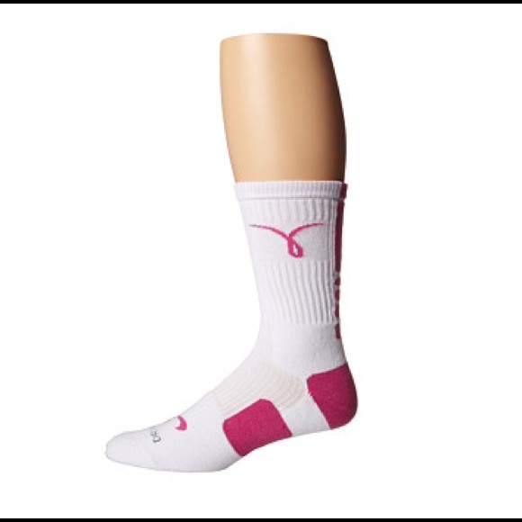 white and pink cancer nike elites
