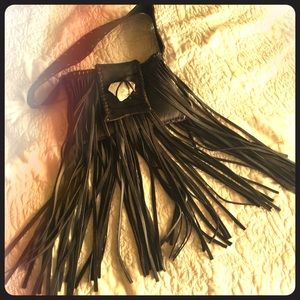 Fringe leather clutch/purse