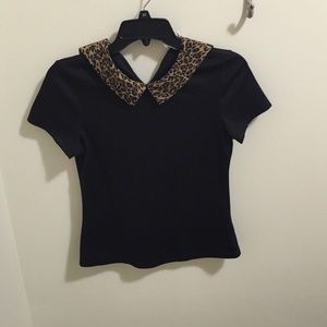 Black Peter Pan collard shirt.