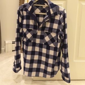 Navy & White Buffalo Plaid Wool/Cotton Pullover.
