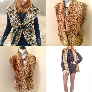 Faux fur leopard vest