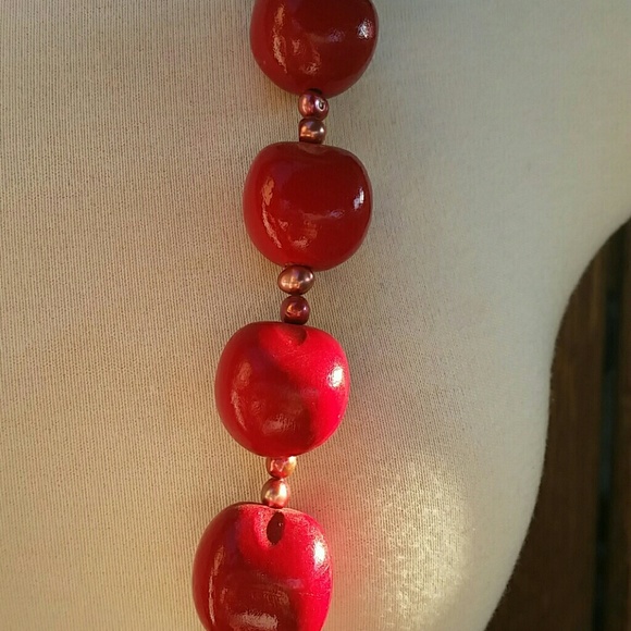 BOGO Red Necklace with Dyed Freshwater Pearls - Picture 2 of 3