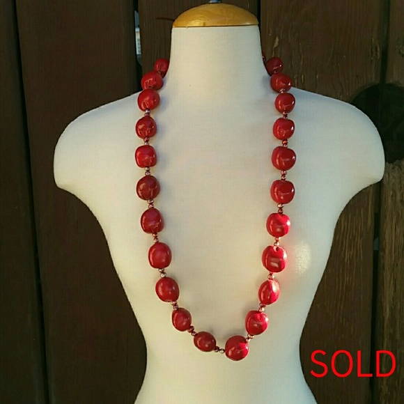 Jewelry - BOGO Red Necklace with Dyed Freshwater Pearls
