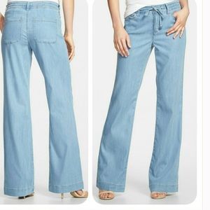 Soft blue slinky denim, got your flare on!