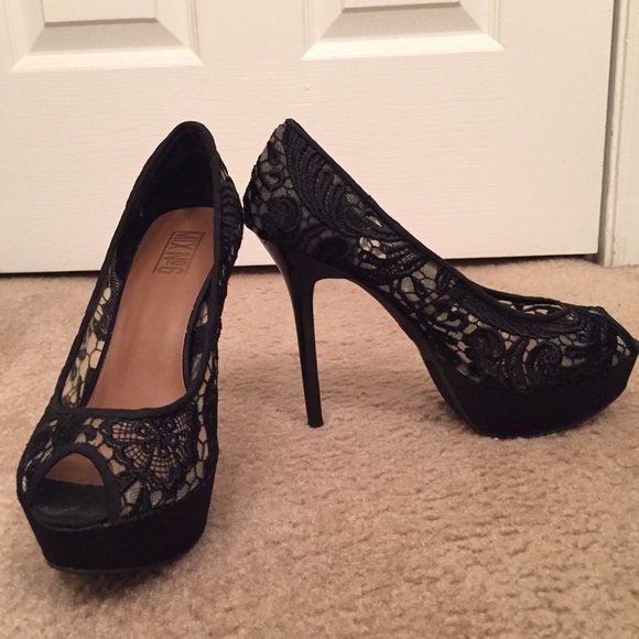 Black lace heels, size 8