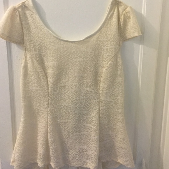 Cream Semi Peplum Blouse