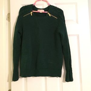 Michael Kors dark green zippered sweater size M