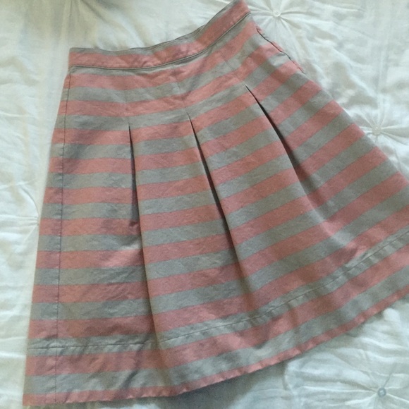 Pink and gray stripe skirt