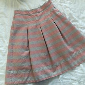 Pink and gray stripe skirt