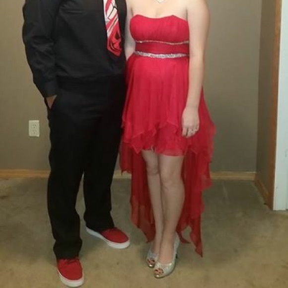Red homecoming/ PROM hi low dress