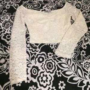 Charlotte Russe Cream Lace Crop Top