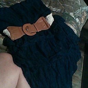 Dark blue strapless dress