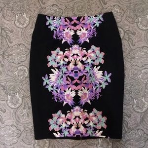 Mossimo Black Floral Pencil Skirt