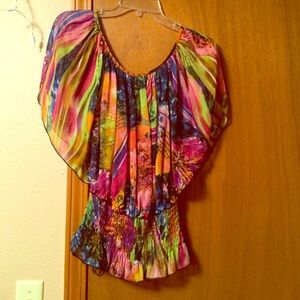 Multicolor dolman top