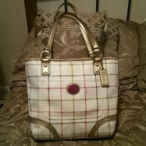 Coach Off White Heritage Tattersall Tote