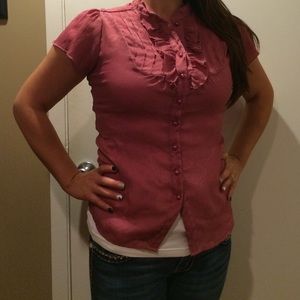 Mauve ruffle top.