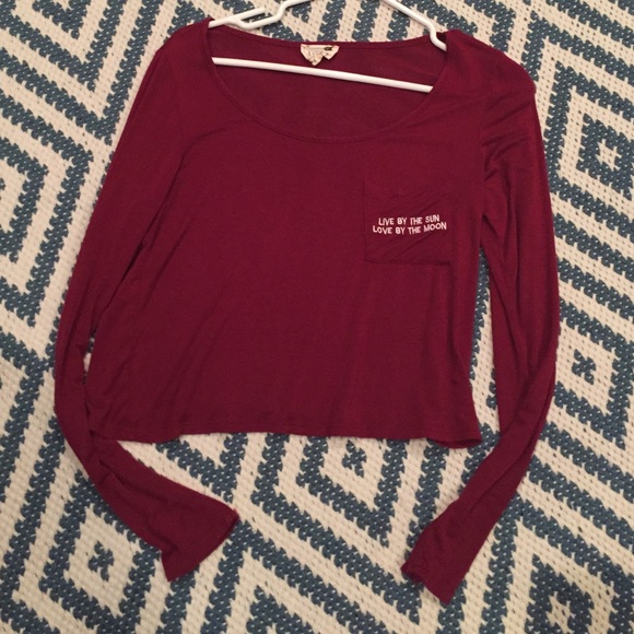 Maroon Long sleeve crop top