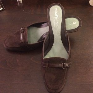 Brown suede Aerosoles mules