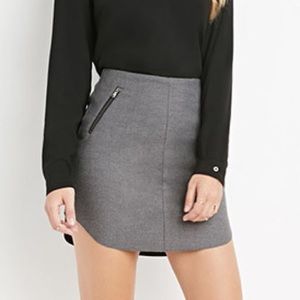 Dark grey mini skirt with zips