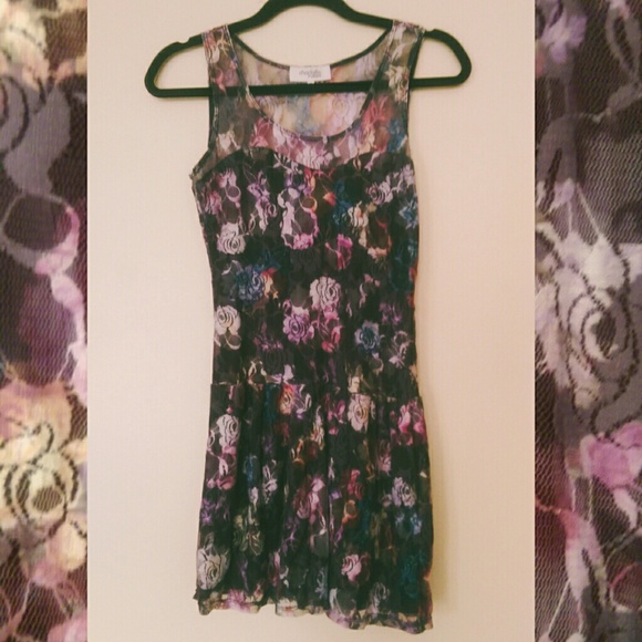 Cute Black Floral Lace Dress