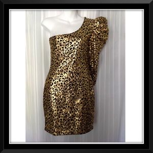 Victoria's Secret leopard one shoulder dress.