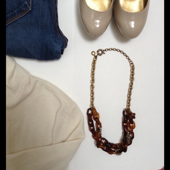 J. Crew Tortoise and Gold Statement Necklace