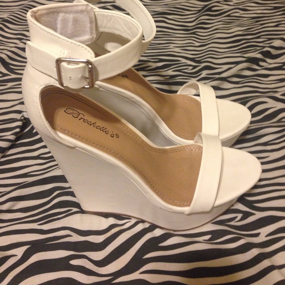 Tall All White Wedge Heels - Picture 2 of 4