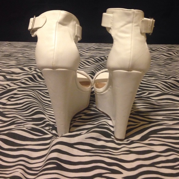 Tall All White Wedge Heels - Picture 4 of 4