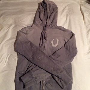 Authentic Grey Ombré True Religion Zip Up Hoodie