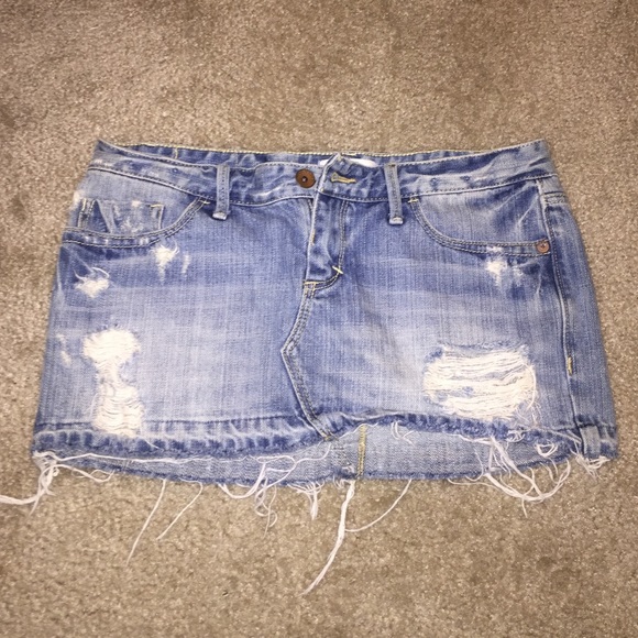 Abercrombie and Fitch distressed denim mini skirt