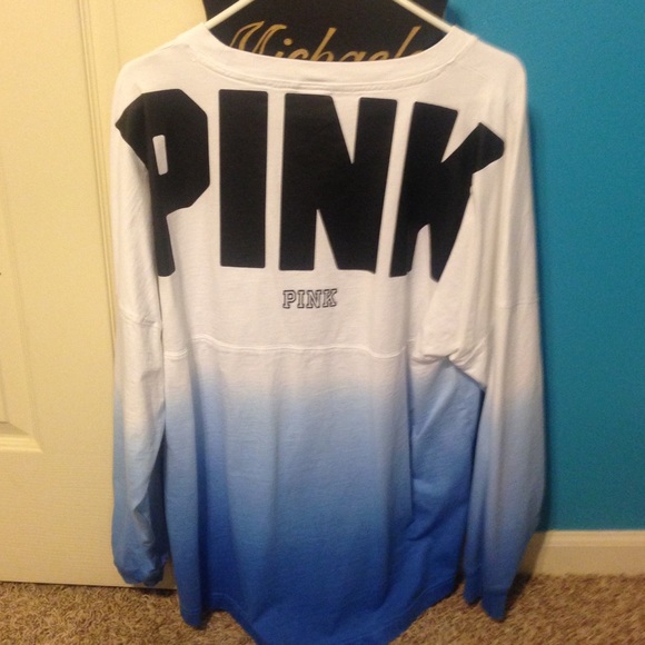 ❌SOLD❌Victoria Secret Blue Ombré Varsity Crew - Picture 1 of 3