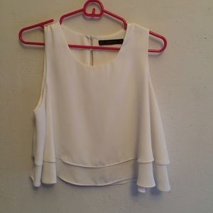 White flowing crop top