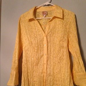 Yellow, sheer, sparkly, sexy blouse!