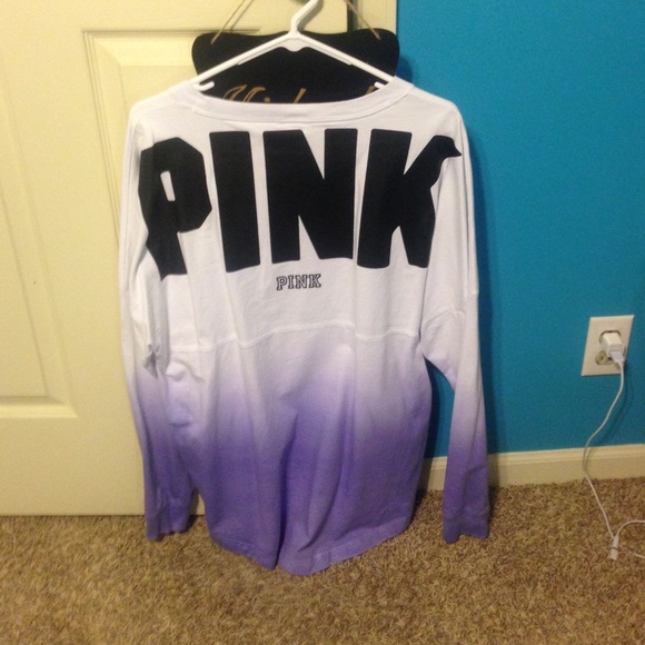 ❌SOLD❌Victoria Secret Purple Ombré Varsity Crew - Picture 1 of 3
