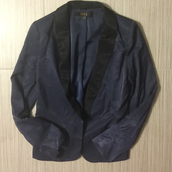 Satin Navy Tuxedo Blazer / Jacket