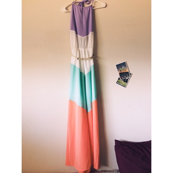 Pastel stripped maxi dress
