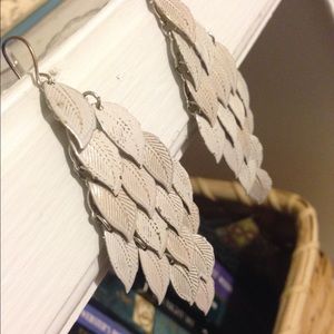 Whimsical metal feather earrings