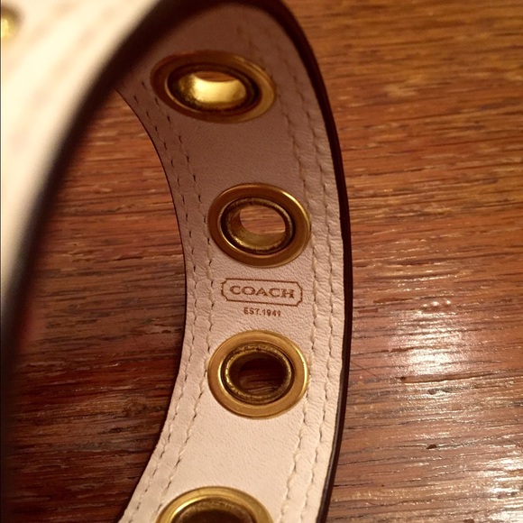 Coach - white leather bangle/cuff gold accents