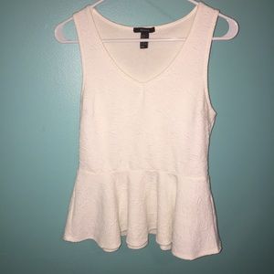 Textured White Peplum Top