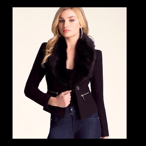 Faux fur wool jacket by bebe