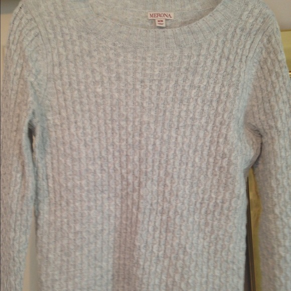 Heathered light gray knit sweater
