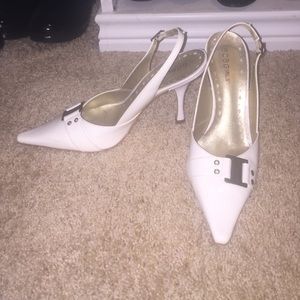 Gorgeous white BCBG White sling back heels.