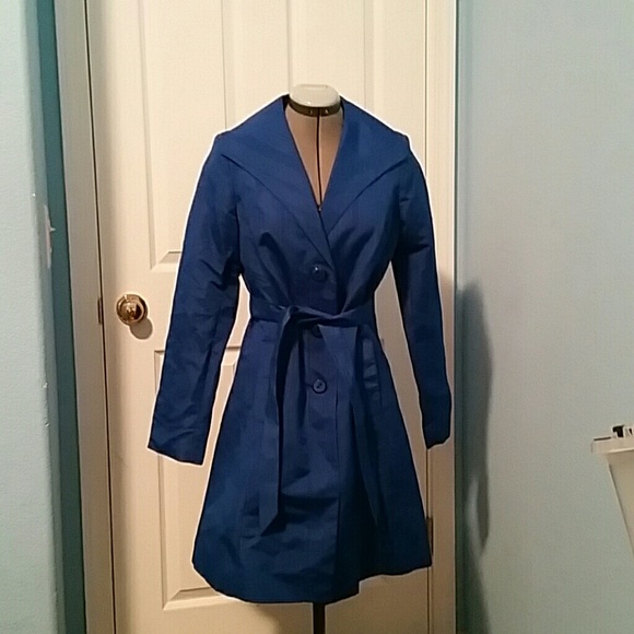 NWOT Cobalt blue trench coat Sz S