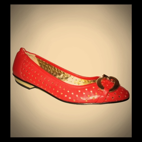 Juicy Couture Woman's Evie Perforated Red Flats